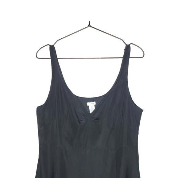 Odille Anthro Women's Sz 14  Black Silk Tank Dress, Removable Flowers (1512) - Picture 4 of 6